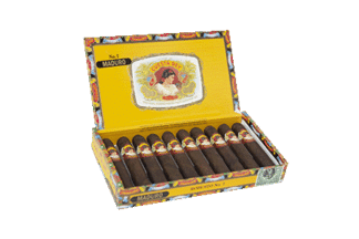 Open box of 10 count Cuesta Rey Centenario Robusto No. 7 Maduro cigars