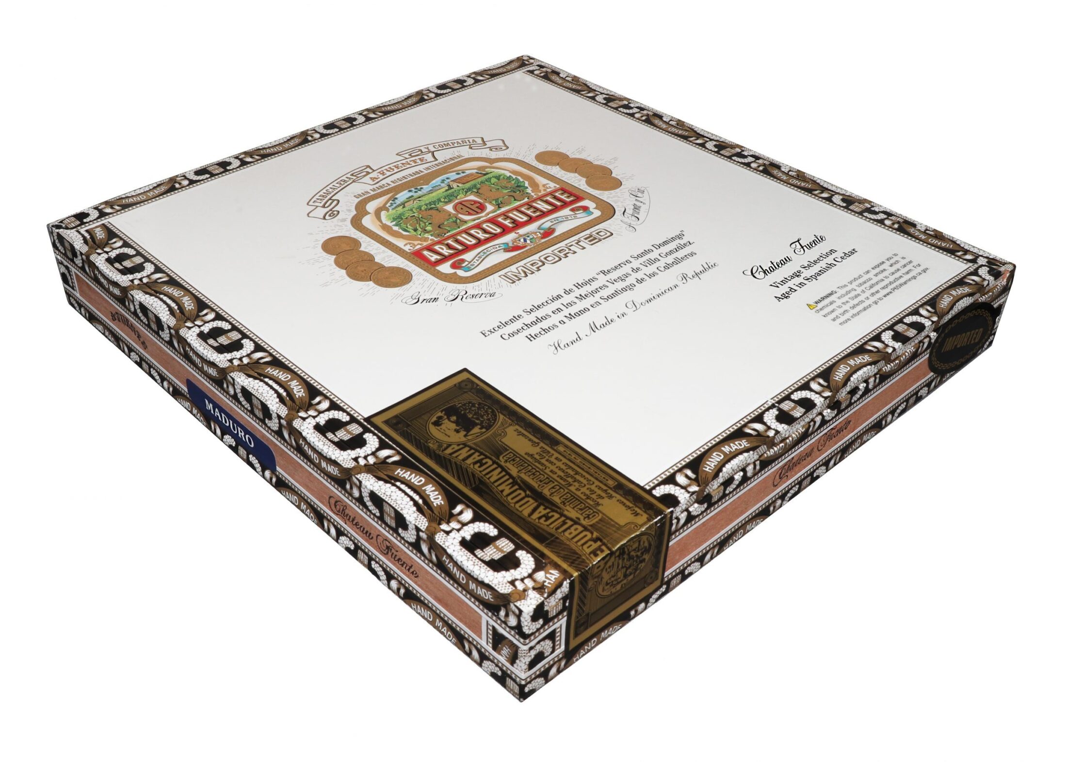 Closed box of 20 count Arturo Fuente Chateau Fuente Maduro cigars