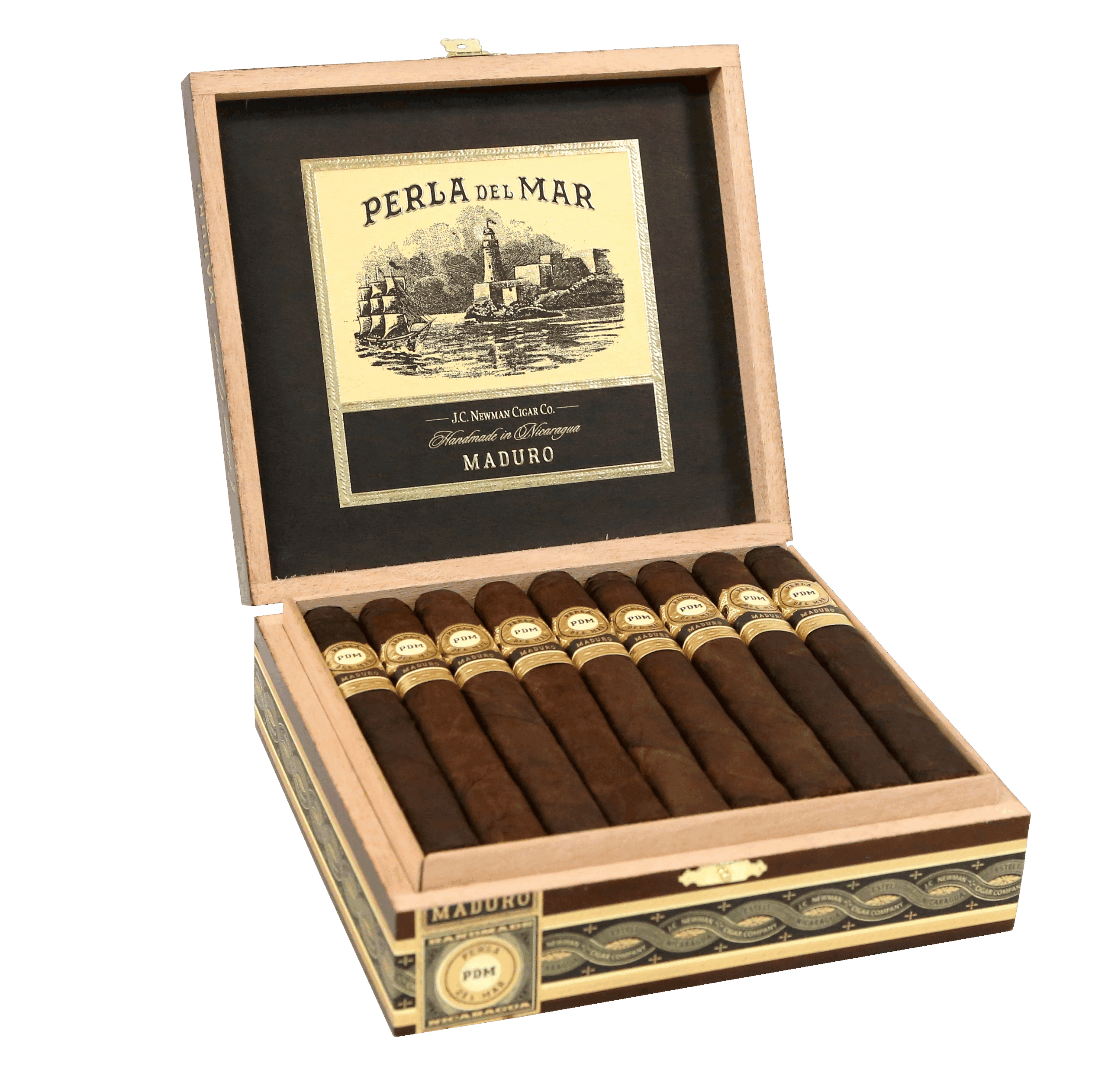 J.C. Newman Cigar Co. Perla Del Mar Maduro Corona Gorda Open Box of Cigars
