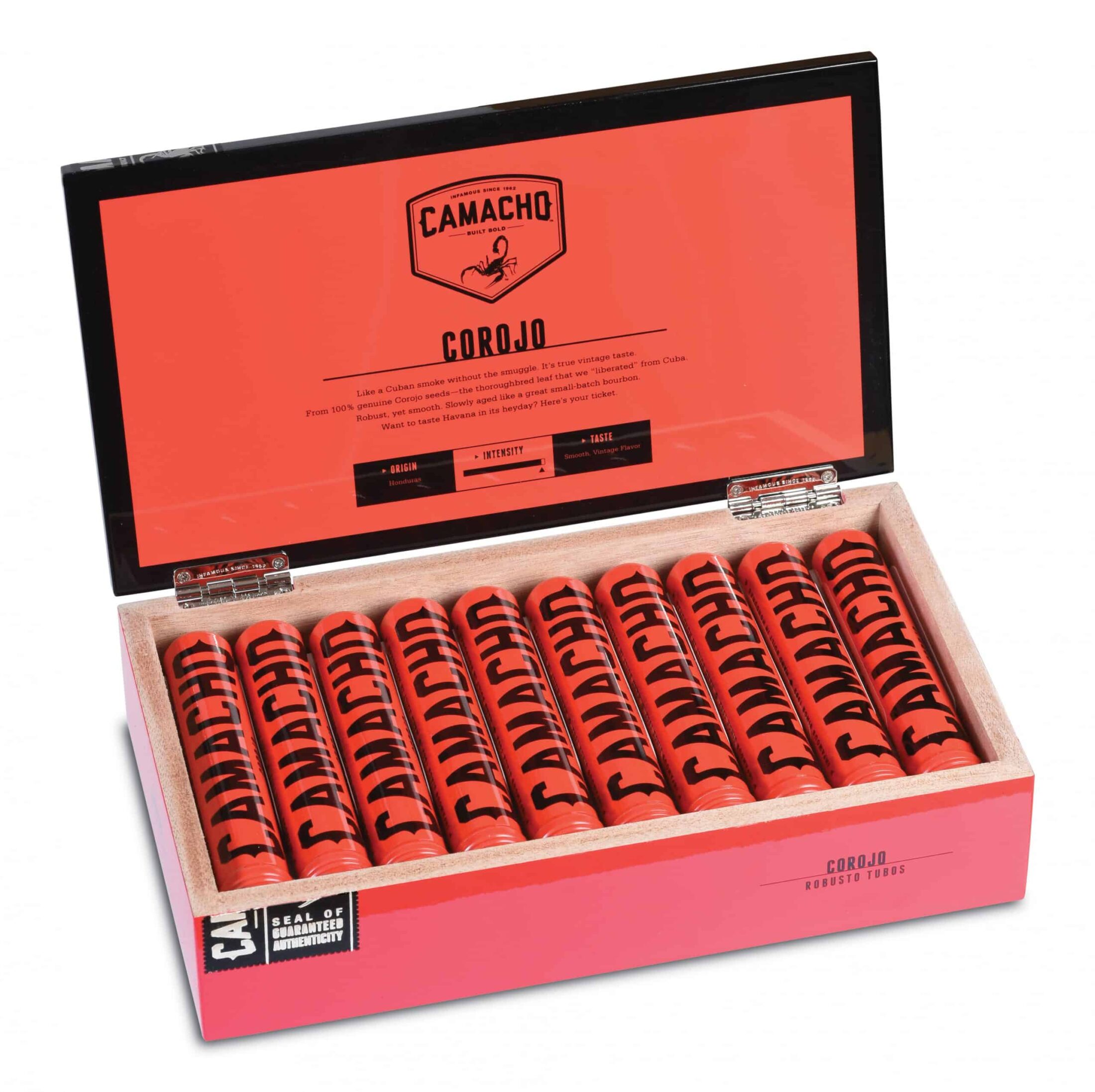 camacho corojo tubes box open