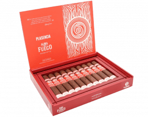 plasencia alma del fuego candente Open box of cigars