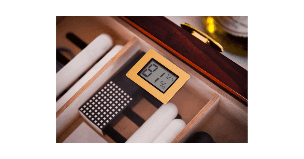 Open Cigar Humidor Showing Humidity Level