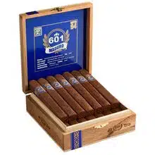 601 blue label maduro toro open box of cigars