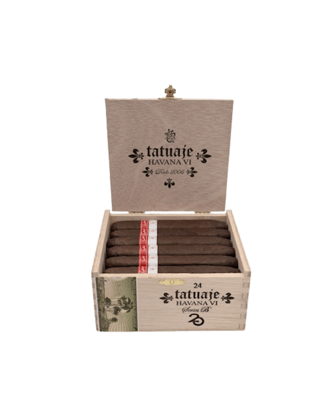 Open cigar box of Tatuaje Havana VI 20th Anniversary. Series B